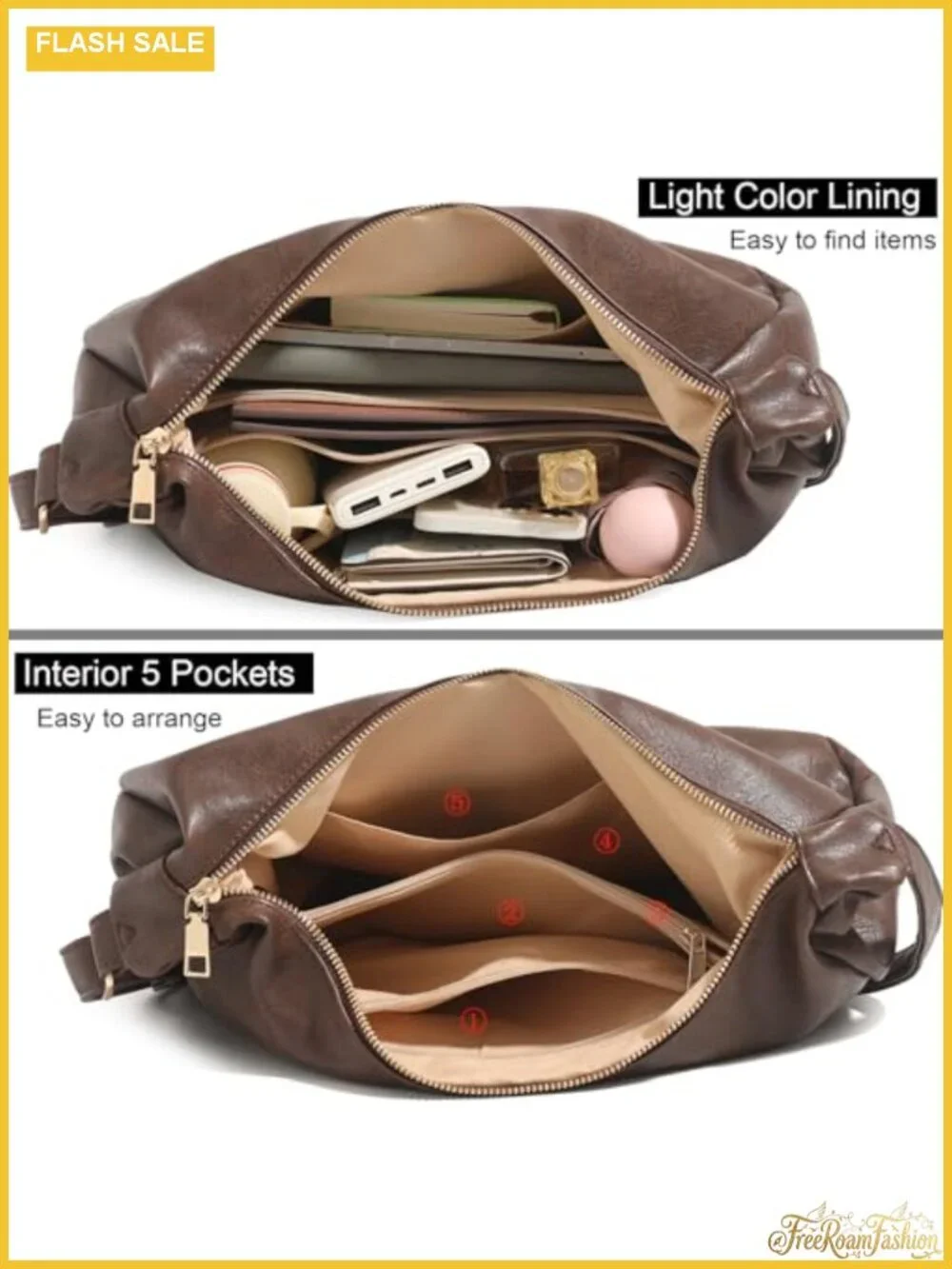 Vegan Leather Hobo Bag Foldable Shoulder Crossbody Purse